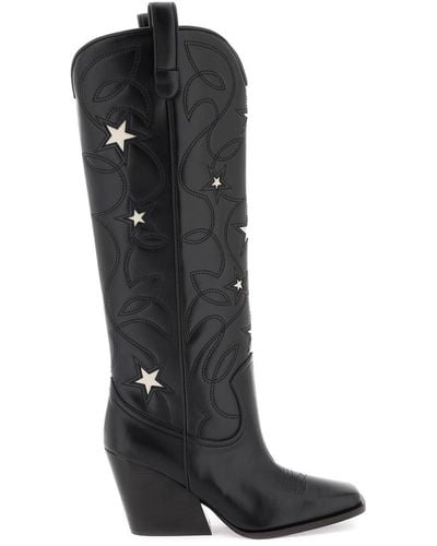 Stella McCartney Texan Boots With Star Embroidery - Black