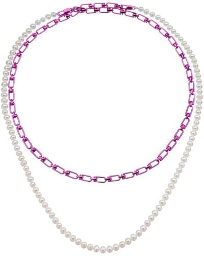 Eera Eera 'reine' Double Necklace With Pearls - Multicolour