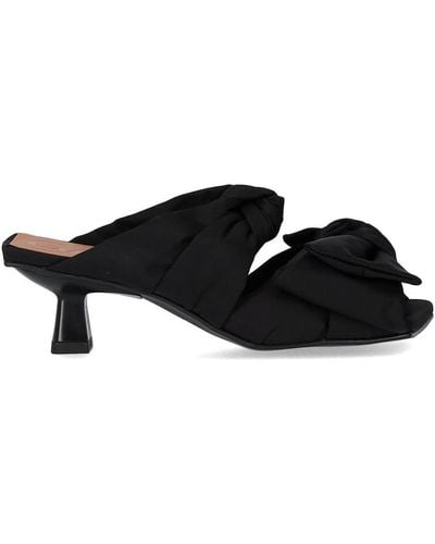 Ganni Black Heeled Mule With Bows