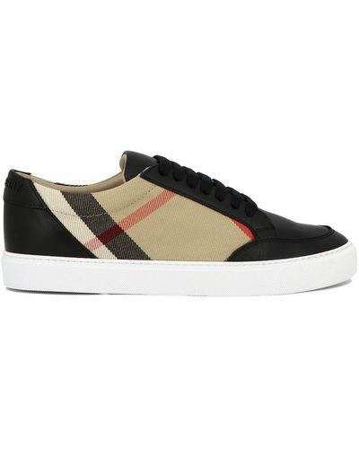 Burberry House Check Canvas & Leather Trainer - Brown