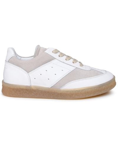 MM6 by Maison Martin Margiela Leather Court Sneakers - White
