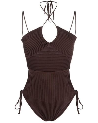 ANDREADAMO Cut-Out Knitted Bodysuit - Brown
