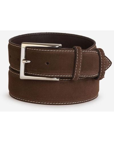 Bontoni Suede Leather Belt - Brown