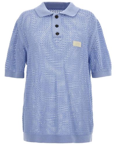 LC23 Crochet Polo Shirt - Blue