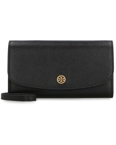 Tory Burch Robinson Wallet On Chain - Gray
