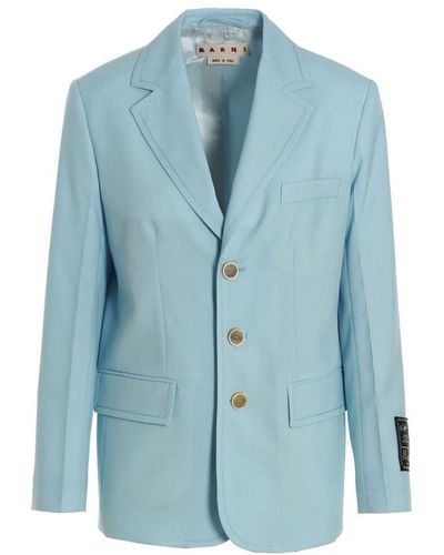 Marni Single-Breasted Blazer Jacket - Blue