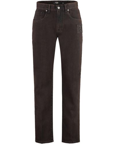 Fendi 5-pocket Straight-leg Jeans - Black
