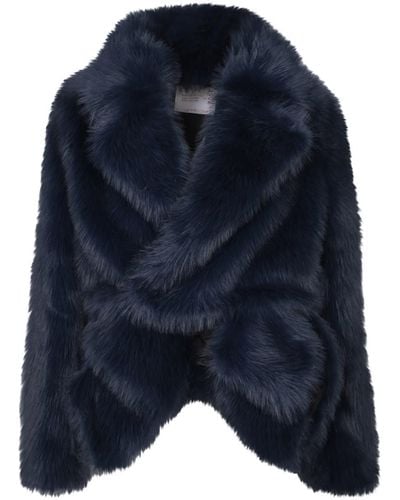 Sacai Faux Fur Coat - Blue