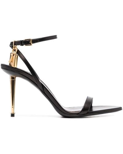 Tom Ford Naked 105 Leather Point-toe Ankle-strap Sandals - Black