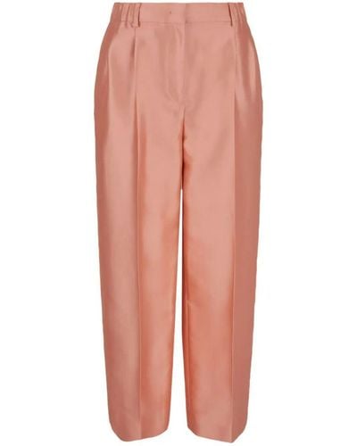 Giorgio Armani Shantung Cropped Trousers With Elastic On Back Clothing - Pink