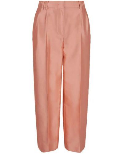 Giorgio Armani Shantung Cropped Pants With Elastic On Back Clothing - Pink