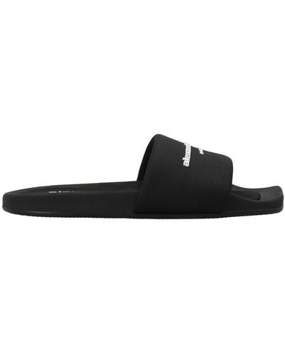 Alexander Wang Logo Band Nylon Sliders Sandals - Black