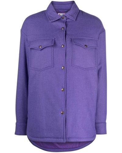 Mc2 Saint Barth Logo Strass Wool Overshirt - Purple
