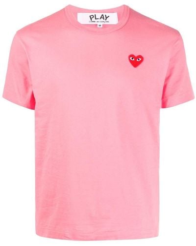 COMME DES GARÇONS PLAY Heart Embroidered Round Neck T-shirt - Pink
