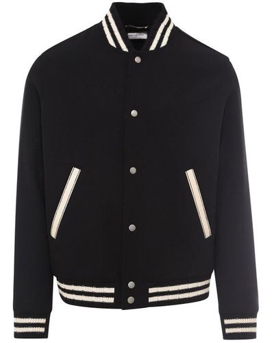 Saint Laurent Teddy Varsity Jacket - Black