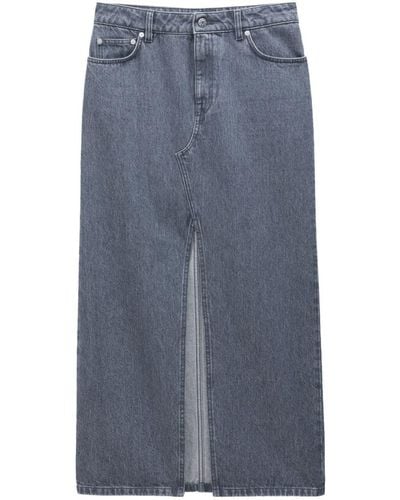 Filippa K Slit Denim Long Skirt - Blue