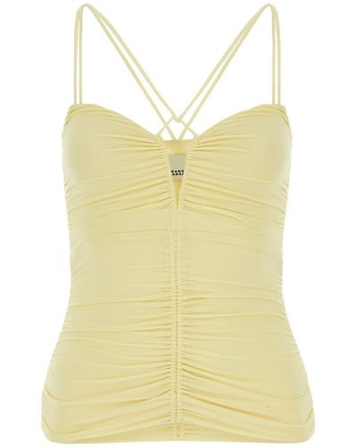 Isabel Marant Leila Ruched Spaghetti Strapped Tank Top - Yellow