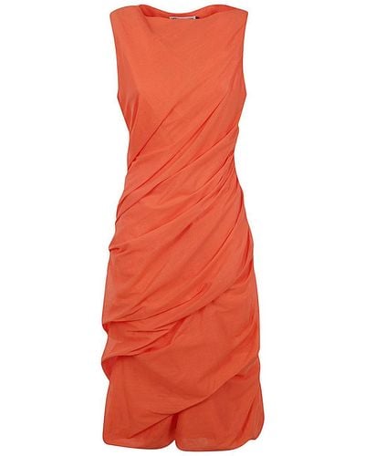 Issey Miyake Twining Midi Dress - Orange
