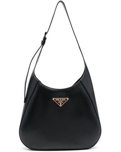 Prada Brand-plaque Leather Shoulder Bag - Black