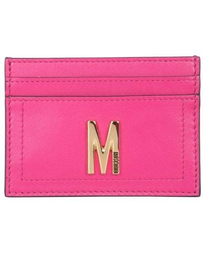 Moschino Leather Card Holder - Pink