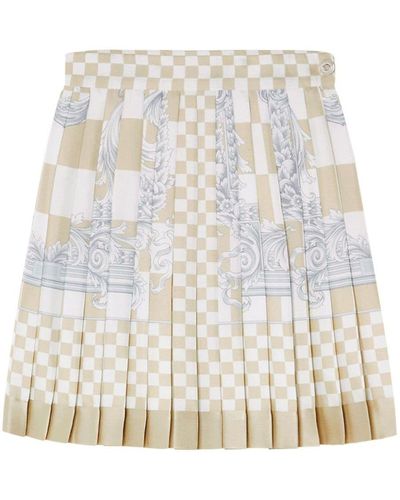 Versace Chequered Pattern Skirt - Natural