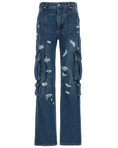 Dolce & Gabbana Used Effect Cargo Jeans - Blue