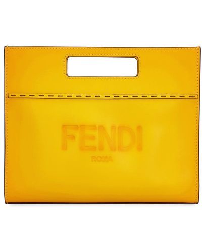 Fendi Mini Leather Tote - Yellow