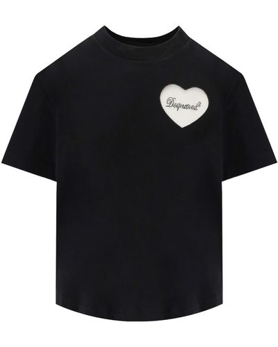DSquared² Boxy Fit Heart T-Shirt - Black