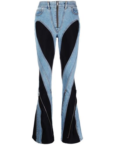 Mugler Spiral Split-hem Jeans - Blue
