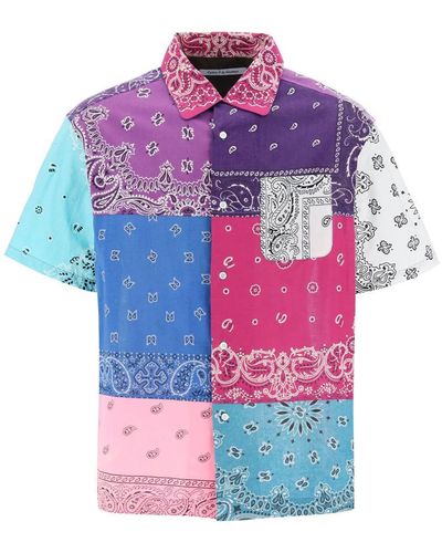 Children of the discordance Short-sleeved Patchwork Shirt With Bandana Prints - Pink