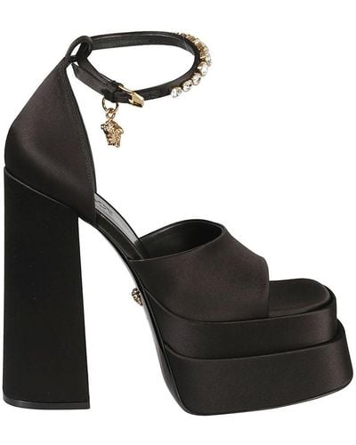 Versace Satin Platform Sandals - Black