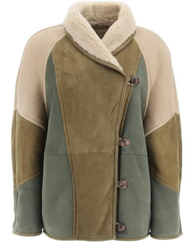 Isabel Marant Isabel Marant Etoile 'abeni' Short Shearling Coat - Green