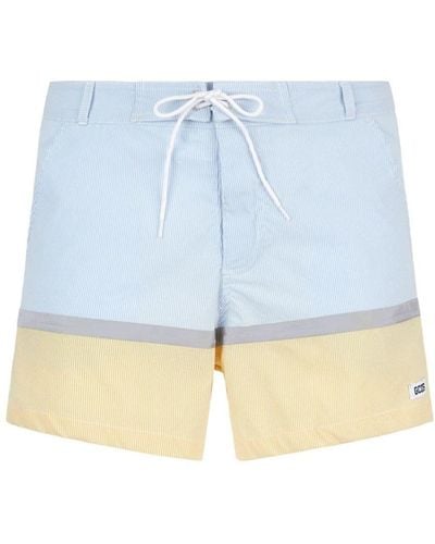 Gcds Printed Striped Swim Shorts - Blue