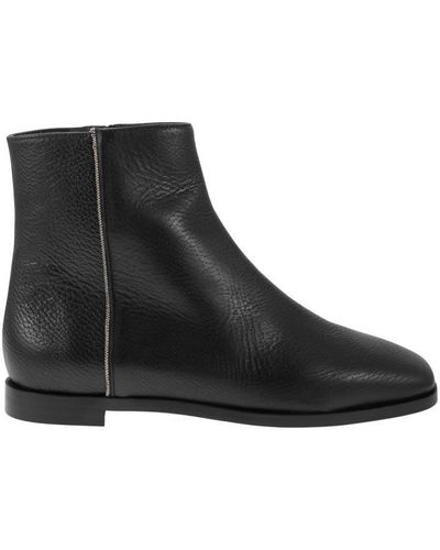 Fabiana Filippi Grained Leather Ankle Boots - Black