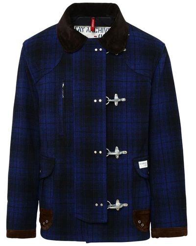 Fay 4 Hooks Blue Wool Jacket
