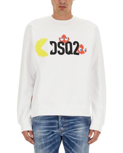 DSquared² Logo-print Cotton Sweatshirt in Red for Men