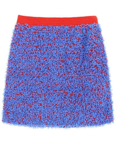 Tory Burch Confetti Tweed Mini Skirt - Blue