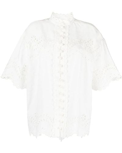 Zimmermann Embroidered Cotton Shirt - White
