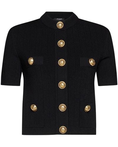 Balmain Short-sleeved Cardigan With Buttons - Black