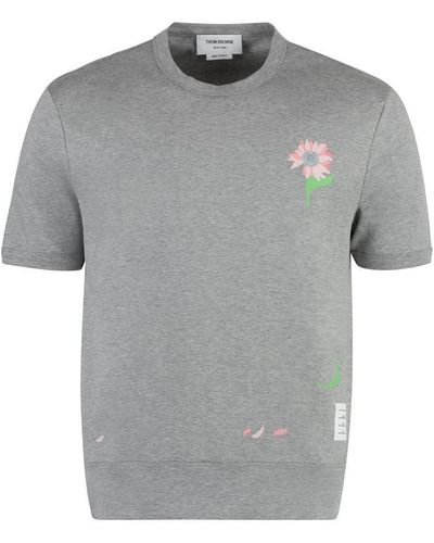 Thom Browne Cotton Crew-neck T-shirt - Grey