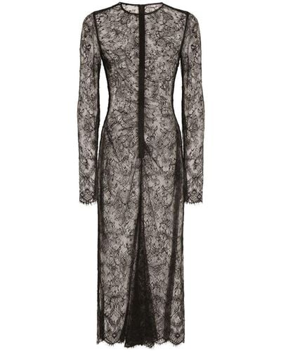 Dolce & Gabbana Lace Midi Dress - Gray