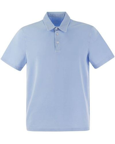 Fedeli Short-sleeved Cotton Polo Shirt - Blue