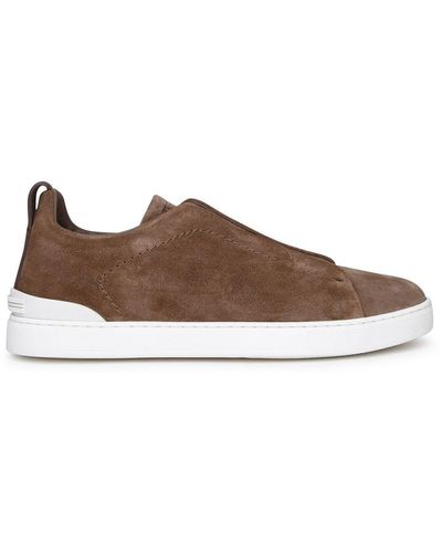 Zegna Triple Stitch Sneakers - Brown