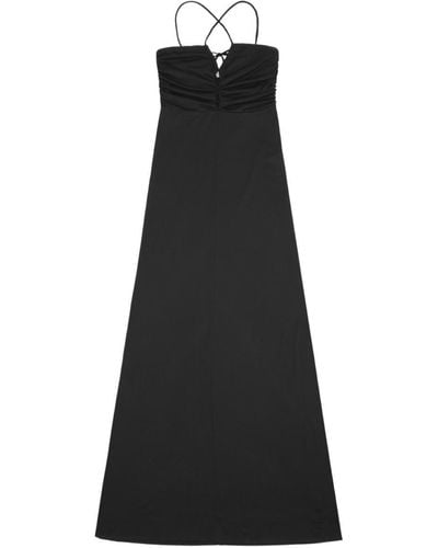 Ganni Crossover-strap Gathered Maxi Dress - Black