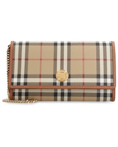 Burberry Check Motif Wallet On Chain - Gray