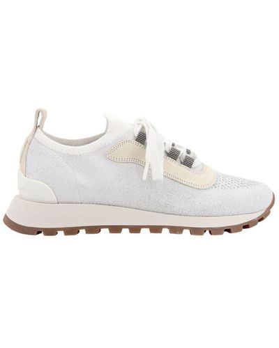 Brunello Cucinelli Sparkling Cotton Knit Sneakers - White