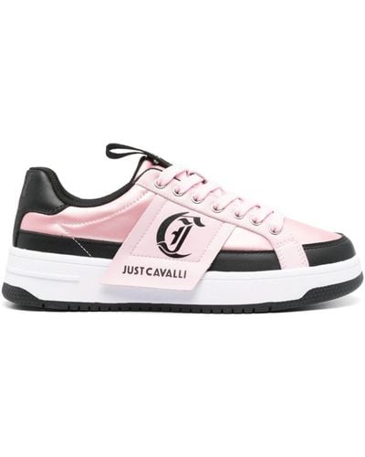 Just Cavalli Logo-patch Paneled Sneakers - Pink