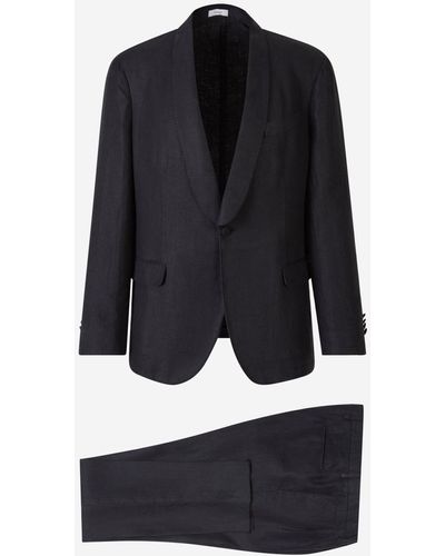 Boglioli Plain Linen Suit - Blue
