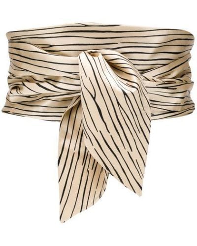 Balenciaga Silk Striped Wide Belt - Natural