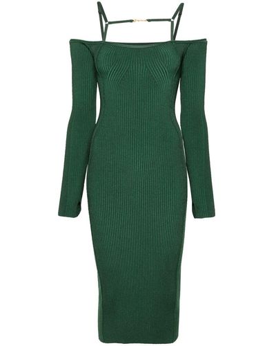 Jacquemus La Robe Sierra Off-The-Shoulder Dress - Green